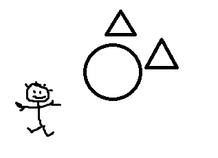 Circle = Boulder<br />Triangle = Foe<br />Cool Dude = Me